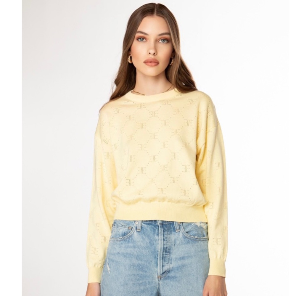 Pastel Yellow Monogram EE sweater